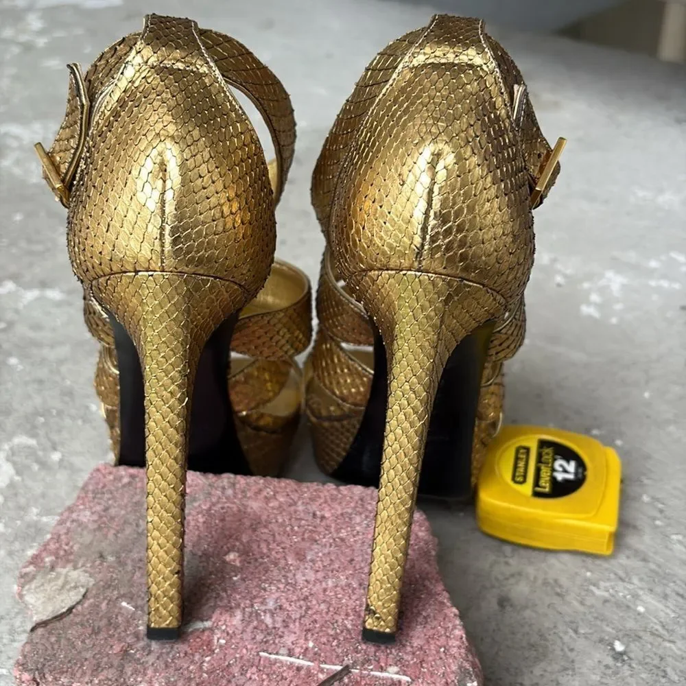 Saint Laurent python cosmo lame sandals